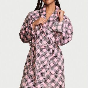 Pink and White Striped Women's Robe